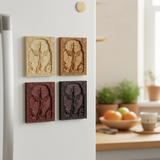Archangel Michael Hand-Carved Wood Refrigerator Magnet | 4 Sacred Wood Tones for Christian home decor and prayer spaces