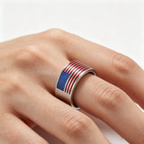 Patriotic American Flag Enamel Titanium Steel Ring