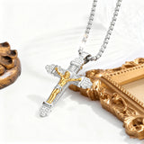 Titanium Steel Crucifix NecklacTitanium Steel Crucifix Necklace with Zircon | A Testament of Strength and Faithe with Zircon