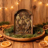 【Holy Trinity Wood Carving】Handcrafted Beech Wood Icon Three Graces Colorway Home Prayer Altar Spiritual Gift