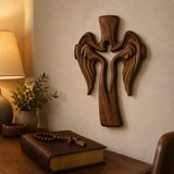 Ascension of Jesus Angel Wing Cross – Hand-Carved Beechwood Wall Decor