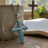 "By His Wounds We Are Healed" - Handcrafted Turquoise Crown of Thorns Cross - A Daily Symbol of Hope & Protection