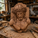 Jesus Crown of Thorns Beechwood Sculpture - craftsmanship detail