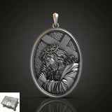 Jesus Crown of Thorns Jesus Inlaid Sacred Heart Cross S925k Sterling Silver Necklace - BGCOPPER