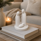 Minimalist Matte White Ceramic Holy Family Nativity Statue
