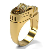 European and American punk style fashionable personalized lighter shape 18k gold plated ring - BGCOPPER