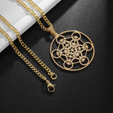 Stainless Steel Metatron's Cube Necklace Pendant Sacred Geometry Amulet Jewelry - BGCOPPER