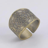 Amaxer Metatron’s Cube Ring for Men Stainless Steel Vintage Sacred Geometry Spiritual Protection Amulet Ring Statement Band for Men Women - BGCOPPER