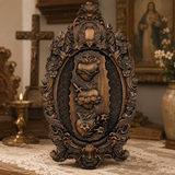 Three Sacred Hearts of the Holy Family Wall Hanging Art work Personalized Religious Gift wooden decor - size and finish detail