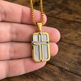 Men's Cross Dog Tag Necklace, Stainless Steel Faith Pendant