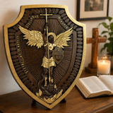 Guardian Michael Wood Carving - Handcrafted Spiritual Shield & Heirloom Gift