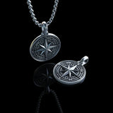 Handmade S925K Silver Compass Pendant Necklace - BGCOPPER
