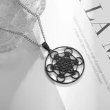 Stainless Steel Metatron's Cube Necklace Pendant Sacred Geometry Amulet Jewelry - BGCOPPER