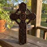 Solid Beechwood Celtic Cross - Hand-Carved Christian Wall Cross - Meaningful Religious Gift