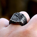 Vintage Jewellery Ring Alloy Crackle Vintage Hand Jewellery Men's domineering personality square index finger ring index finger - BGCOPPER