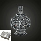 Michael Archangel and Crucifixion Front and Back Engraved 925K Sterling Silver Pendant Necklace - BGCOPPER