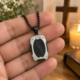 Radiant Shield Pendant Necklace – Titanium Steel Faith-Inspired Men's Necklac