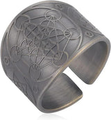 Amaxer Metatron’s Cube Ring for Men Stainless Steel Vintage Sacred Geometry Spiritual Protection Amulet Ring Statement Band for Men Women - BGCOPPER
