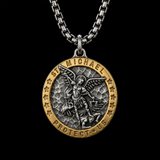 Two-Tone St. Michael Archangel Protection Medal Stainless Steel Necklace