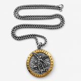 Two-Tone St. Michael Archangel Protection Medal Stainless Steel Necklace