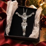 Large Iced Jesus Christ Crucifix Pendant Necklace, 316L Stainless Steel Gold Silver Plated 3D Jesus Figure Necklace for Men Hip Hop Religious Jewelry