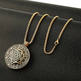 Amulet seal Solomon hexagram 12 signs of the zodiac pendant stainless steel necklace - BGCOPPER