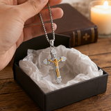 Titanium Steel Crucifix Necklace with Zircon