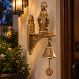 Our Lady of Grace Wall Bell – Antique Gold Marian Door Blessing Decor