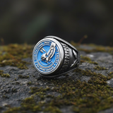 The Fraternal Order of Eagles Blue Enamel Signet Ring jewelry product image