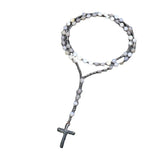 New African pine yellow tiger eye vintage natural stone long cross rosary necklace - BGCOPPER