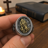 925K Sterling Silver Praying Hands Ring - Christian Symbol of Faith and Devotion - design detail
