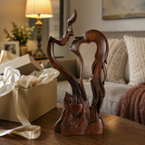 Hand-Carved Christian Love Sculpture – Wooden Couple Statue for Wedding & Anniversary Gift