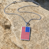 🇺🇸 American Flag Dog Tag Pendant Necklace