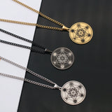 Metatron Tesseract Necklace, Stainless Steel Sacred Geometry Metatron Pendant, Men's and Women's Jewelry, Spiritual Protection Medal - BGCOPPER