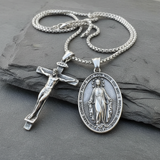 Jesus Cross and Virgin Mary Combination Necklace Pendant