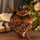 Holy Family Three Sacred Hearts Wooden Wall Decoration - product view