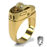 European and American punk style fashionable personalized lighter shape 18k gold plated ring - BGCOPPER