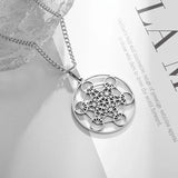 Stainless Steel Metatron's Cube Necklace Pendant Sacred Geometry Amulet Jewelry - BGCOPPER