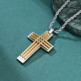 Modern Interwoven Stripe Cross Necklace – Bold Faith, Urban Style