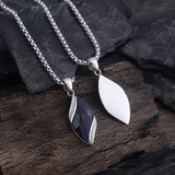 Angel's Tears Two‑Tone Gemstone Titanium Steel Necklace, Men's Blue Sandstone & Black Onyx Pendant