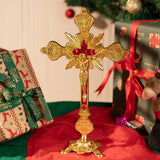 Vintage Cross Tabletop Ornament Decorative Art for Christian home display and prayer spaces