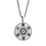 Metatron Tesseract Necklace, Stainless Steel Sacred Geometry Metatron Pendant, Men's and Women's Jewelry, Spiritual Protection Medal - BGCOPPER