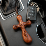 Bgcopper Rosewood Crucifix of Jesus' Passion (Necklace & Car Charm Options)