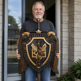 Archangel Michael Sword & Shield Wall Plaque - Divine Protection in Spiritual Warfare