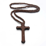 8mm Wooden Bead Rosary Necklace | Catholic Devotional Jewelry