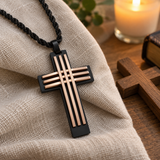 Modern Interwoven Stripe Cross Necklace – Bold Faith, Urban Style