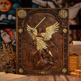 Archangel Michael natural solid wood religious wood carving - The Holy Sword Slays Demons - BGCOPPER