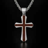 Christian Cross Necklace – Solid Rosewood & Titanium Steel Faith Pendant