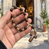 Handmade Wooden Bead Rosary Bracelet with Crucifix – Christian Prayer Bracelet