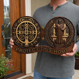 St. Benedict's Exorcism Medal Christian Wall Plaque - Best Christmas Gift - size and finish detail